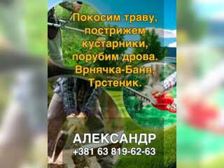 Услуги - Уборка и помощь по дому - Покос травы, Стрижка кустарников, Рубка дров. 